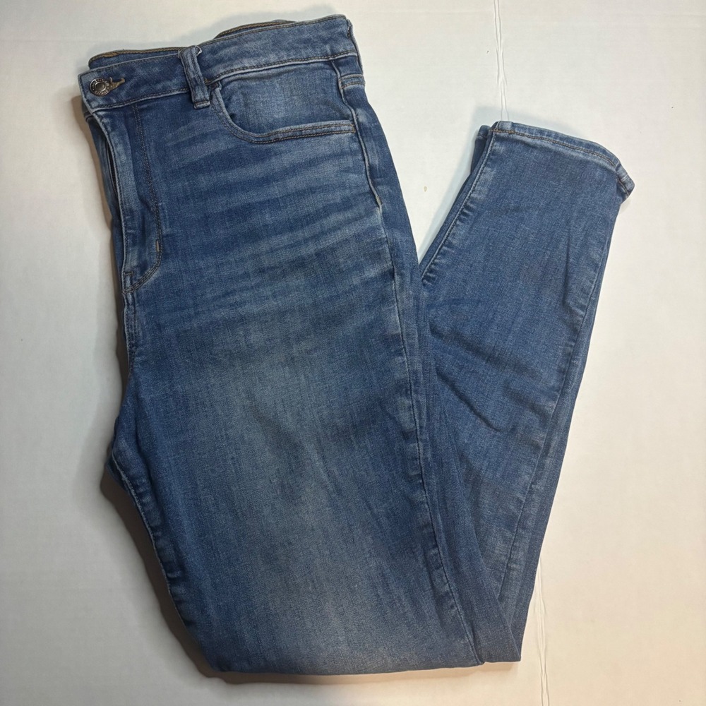 American Eagle Super Hi-Rise Jegging Ne(x)t Level Stretch Blue Denim Jeans 14 R